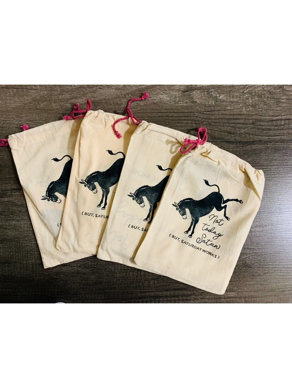 Set of 4 funny bread towels and drawstring bags for fresh bread gifts holiday